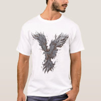 T-Shirt Graphique Oiseau Phénix Gris Volant - clas