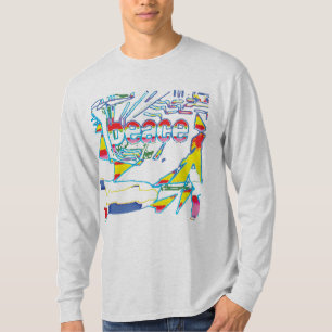 T-shirt Graphique "Paix" avec design bleu rose jaune