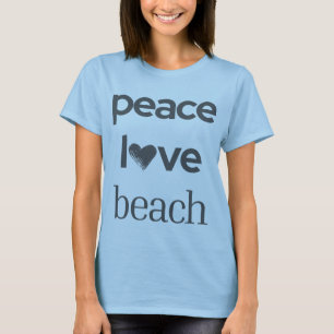 T-shirt Graphique Peace Love Beach - Vie océanique côtière