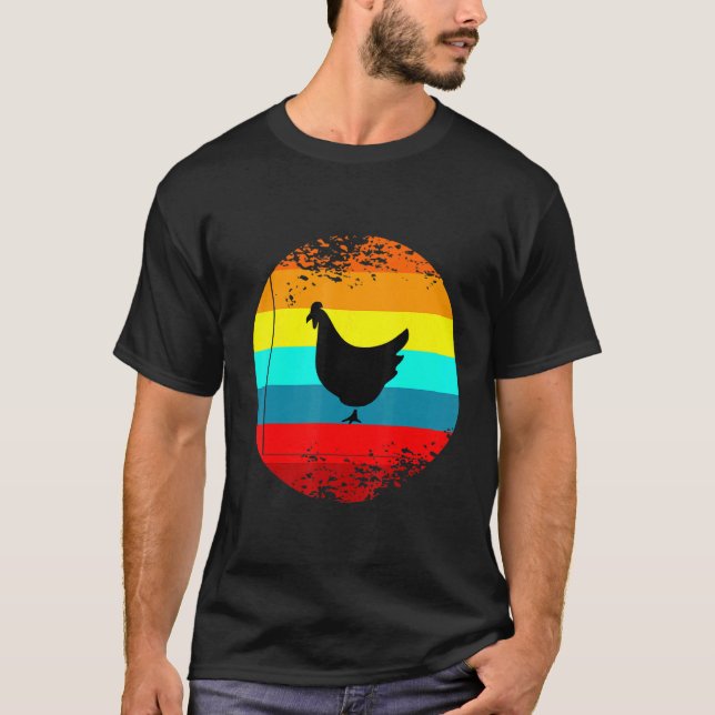 T-shirt Graphique Rétro Animal De Ferme Avec Un Poulets H  (Devant)