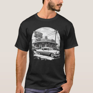 T-shirt graphique Retro Diner & Voitures Classique