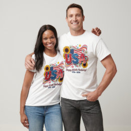 T-shirt Graphique Rétro USA 250e Anniversaire Tournesol