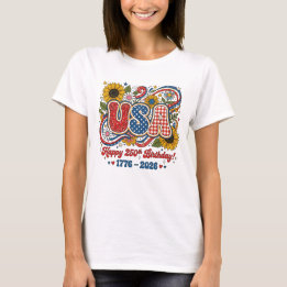 T-shirt Graphique Rétro USA 250e Anniversaire Tournesol