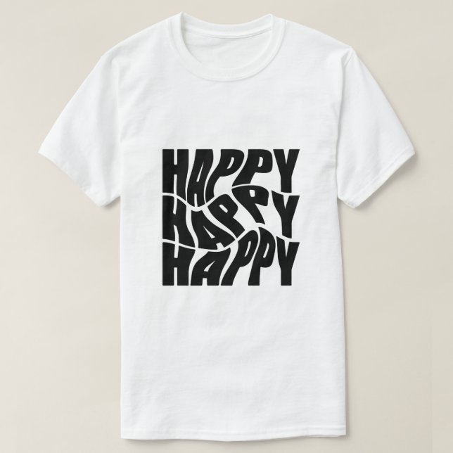 T-shirt Graphique Retro Wavy "HAPPY" (Design devant)