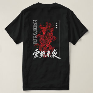 T-Shirt Graphique Rouge Dragon Japonais Streetwear