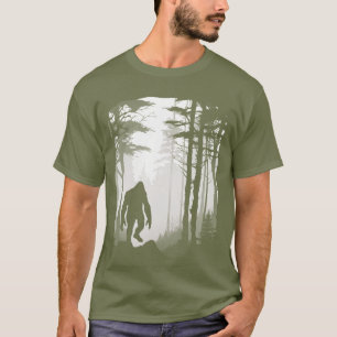 T-shirt Graphique Sasquatch Silhouette Sasquatch Forêt Mis
