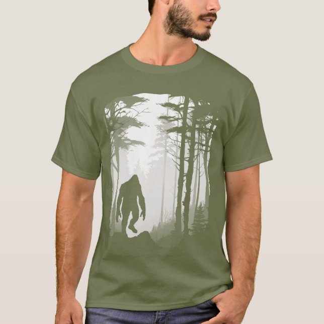 T-shirt Graphique Sasquatch Silhouette Sasquatch Forêt Mis (Devant)
