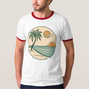 T-shirt graphique scène de plage tropicale minimal