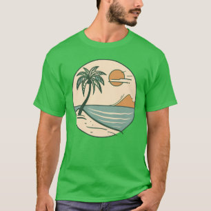 T-shirt graphique scène de plage tropicale minimal