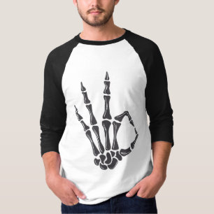 T-Shirt Graphique Signe OK Main de Squelette