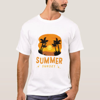 T-shirt graphique soleil du soir d'été