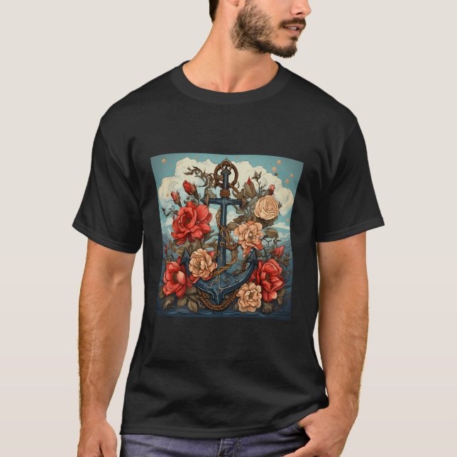 T-shirt Graphique Style Boho Ancre (Devant)
