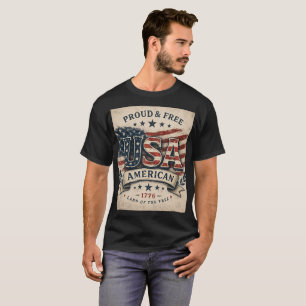 T-shirt Graphique US Patriotique Vintage en détresse