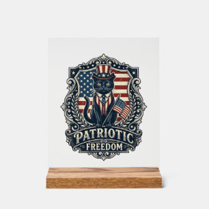 T-shirt graphique vectoriel de chat noir patriotiq