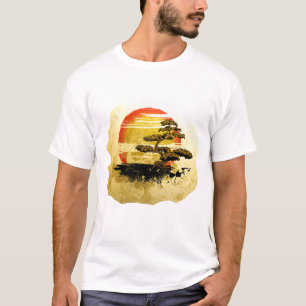 T-shirt Graphique vintage d'arbre de bonsaïs dans des ton