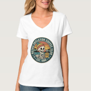 T-shirt graphique vintage du Retro Skeleton Coffee