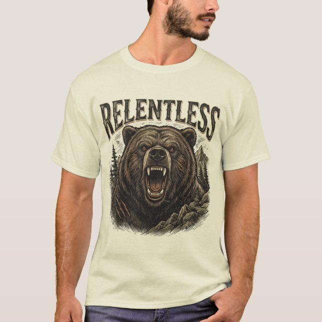T-Shirt Graphique Vintage Ours Implacable (Devant)
