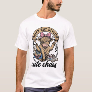 T-shirt Graphique Vintage Piquant Mais Élégant Vache Écoss