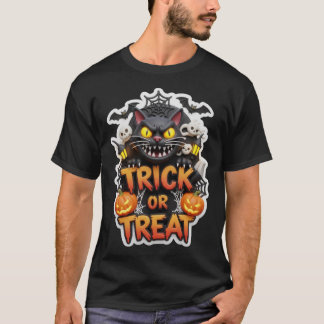 T-shirt Graphisme 3D amusant d'Halloween avec pompe chat n