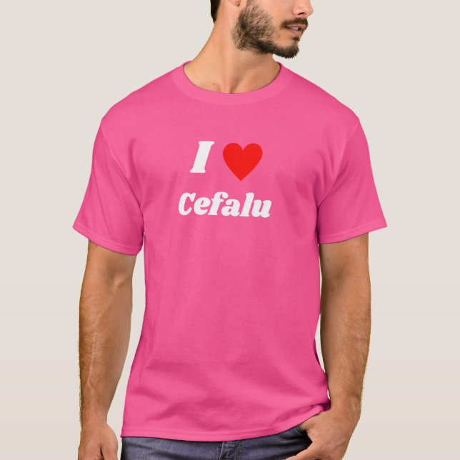 T-shirt Graphisme amusant - J'aime Cefalu (Devant)