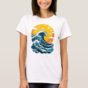 T-shirt Graphisme d'art japonais Grande Vague Océan Couche