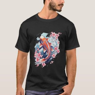 T-shirt Graphisme de carpe koï de fleur de cerisier japona