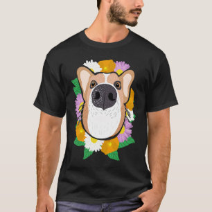T-shirt Graphisme de chien Corgi et de fleurs
