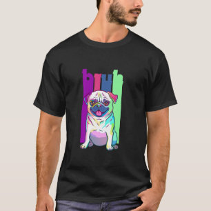T-shirt Graphisme de chien Pug drôle de style Pop Art colo