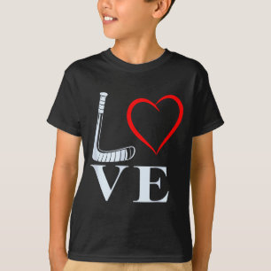 T-shirt Graphisme de coeur d'amour de hockey pour les fans