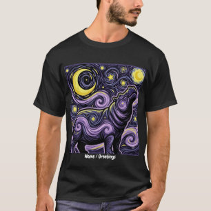 T-shirt Graphisme de l'Hippopotame Artistique Tourbillonna