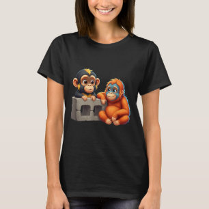 T-shirt Graphisme de mème d'arts martiaux de bébé singe de