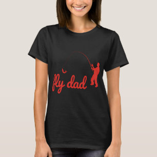 T-shirt Graphisme de pêche rouge Fly Dad'