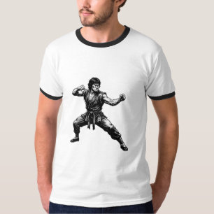 T-shirt Graphisme de posture de combat de maître de karaté