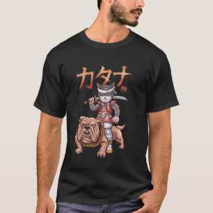 T-shirt Graphisme de samouraï chat chien Art japonais Ukiy
