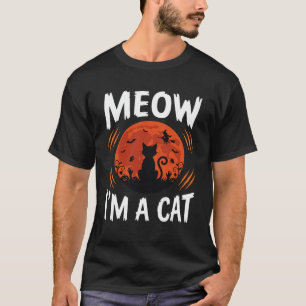 T-shirt Graphisme de silhouette de chat de lune drôle d'Ha