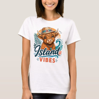 T-shirt Graphisme de vache tropicale des Highlands aux vib