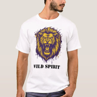 T-shirt Graphisme d'esprit sauvage de lion rugissant féroc