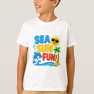 T-shirt ☀️ Graphisme d'été océanique pour enfants de plage
