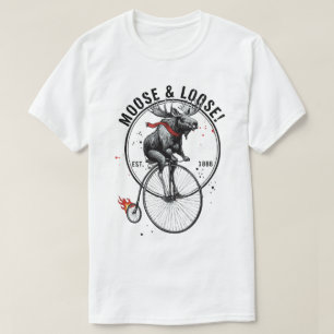 T-shirt Graphisme faunique de motard vintage "Élan & Décon