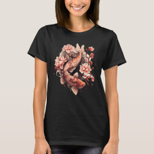 T-shirt Graphisme Fleur de Cerisier Carpe Koi Japonaise Sa