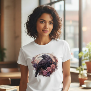 T-shirt Graphisme Gothique Corbeau Académie Sombre