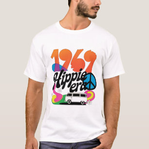 T-shirt Graphisme Rétro 1969 Ère Hippie avec Symbole de Pa