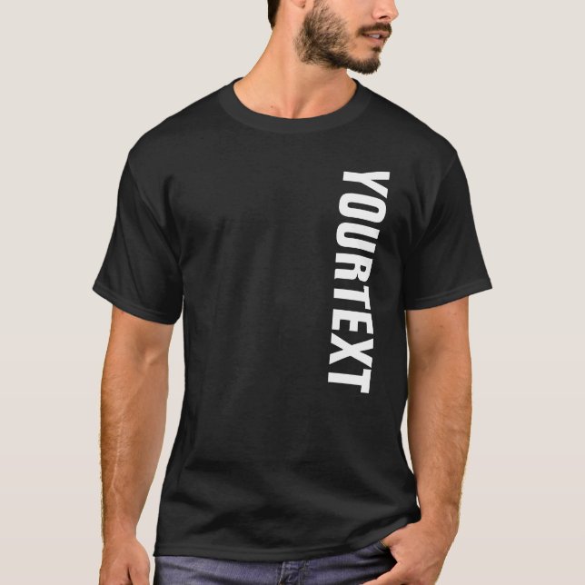 T-shirt Gras Gras Grandes Police Texte ou Nom Mens Noir (Devant)
