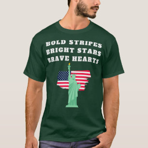 T-shirt Gras rayures Bright Stars Coeurs courageux Juillet