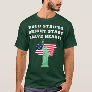 T-shirt Gras rayures Bright Stars Coeurs courageux Juillet