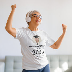 T-shirt Gras Texte Photo Fière Nana de 2025 Diplômé