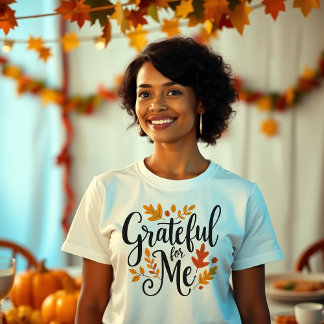 T-shirt Grateful for Me Fall Leaves Graphisme
