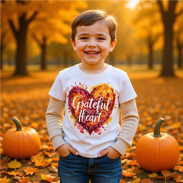 T-Shirt Grateful Heart Watercolor Calligraphy kids (Créateur téléchargé)