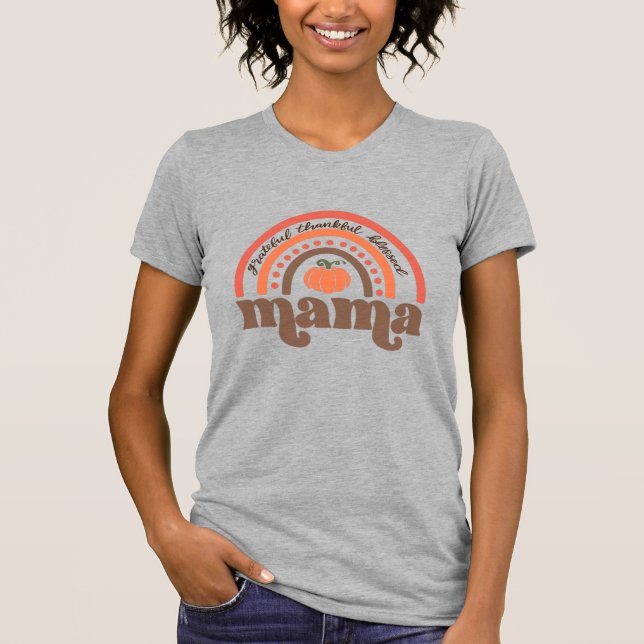 T-shirt Grateful Merci bienheureux Mama Boho Arc-en-ciel (Devant)