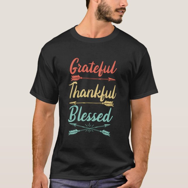 T-shirt Grateful Thankful Blessed Thanksgiving (Devant)